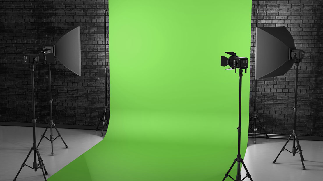 Green-screen studio used during video production