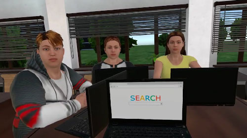 Virtual reality social-skills learning scenario